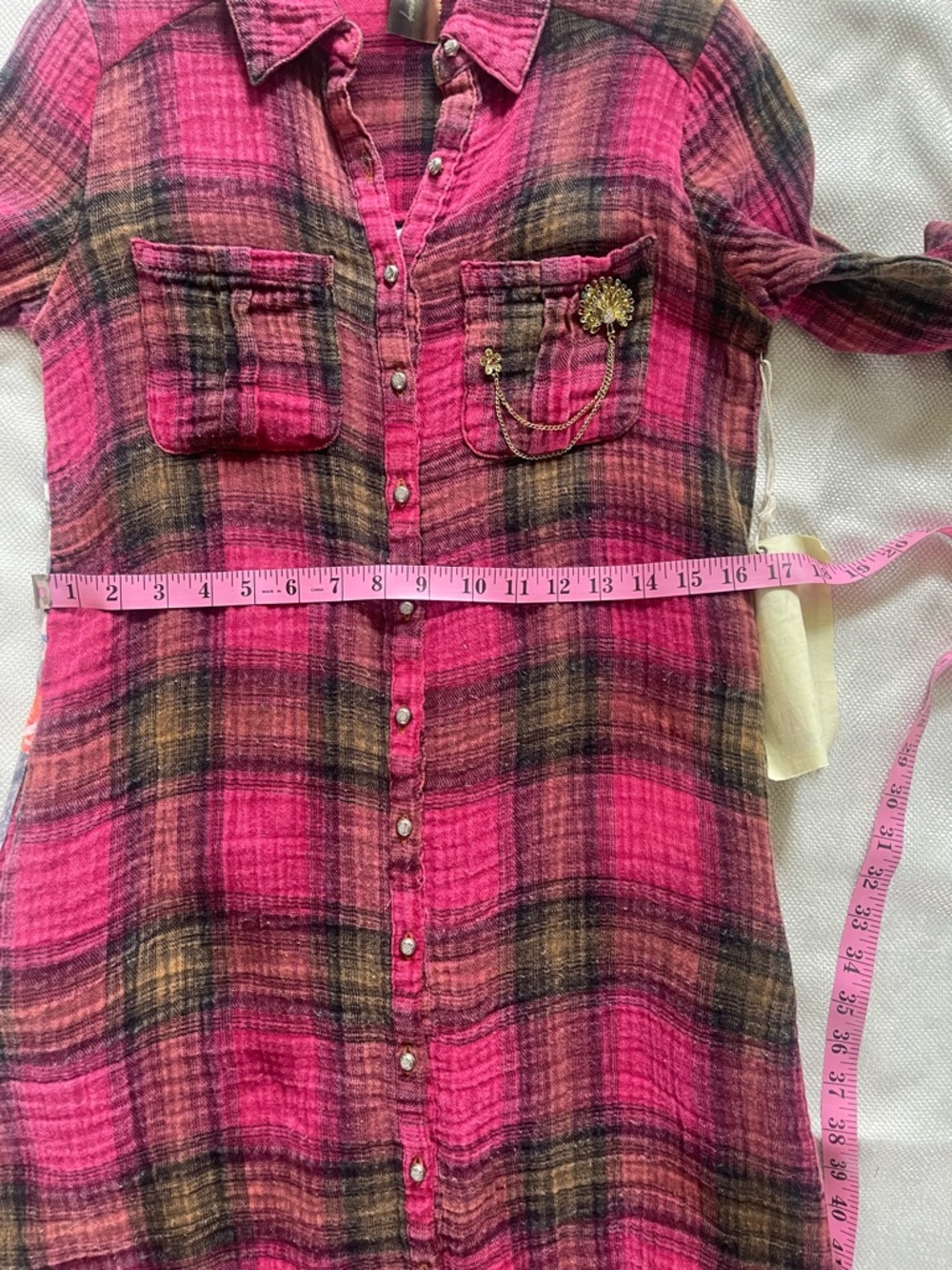 ARATTA Silent Journey Mixed Media Plaid Tunic Dress - Picture 12 of 15